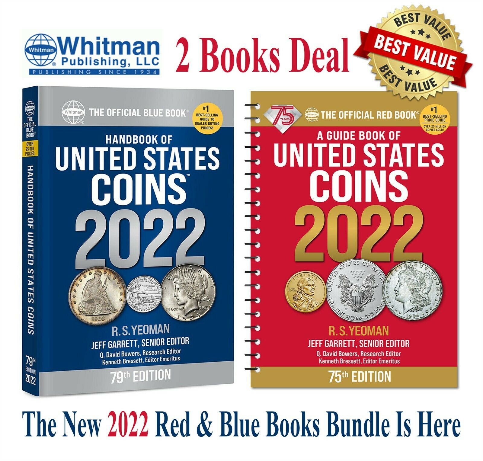New Official Red Book Price Guide United States Us Coins + Blue Book 2022 Lot
